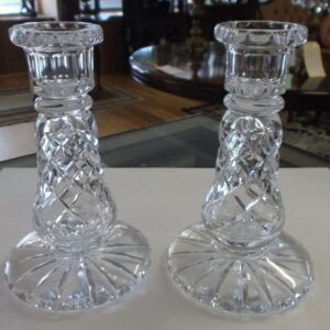 Pair of cut crystal candle sticks circa 1970