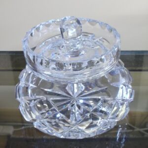 Cut crystal honey pot circa 1960