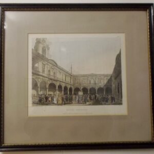 Aquatint by Rowlandson and Pugin published in 1809 and featured in the Thomas Agnew gallery in London original details verso. Three others available in the series.