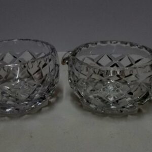 Crystal creamer and sugar bowl set c 1950