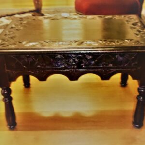 Heavily carved ebonised oak side table with single drawer with a carved lion’s head handle England circa 1870