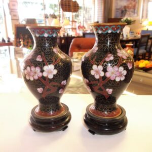 Pair of Cloisonne vases on stands China circa 1940