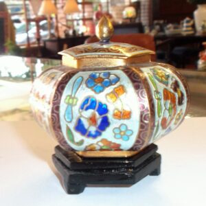 Cloisonne trinket bowl on stand China circa 1970