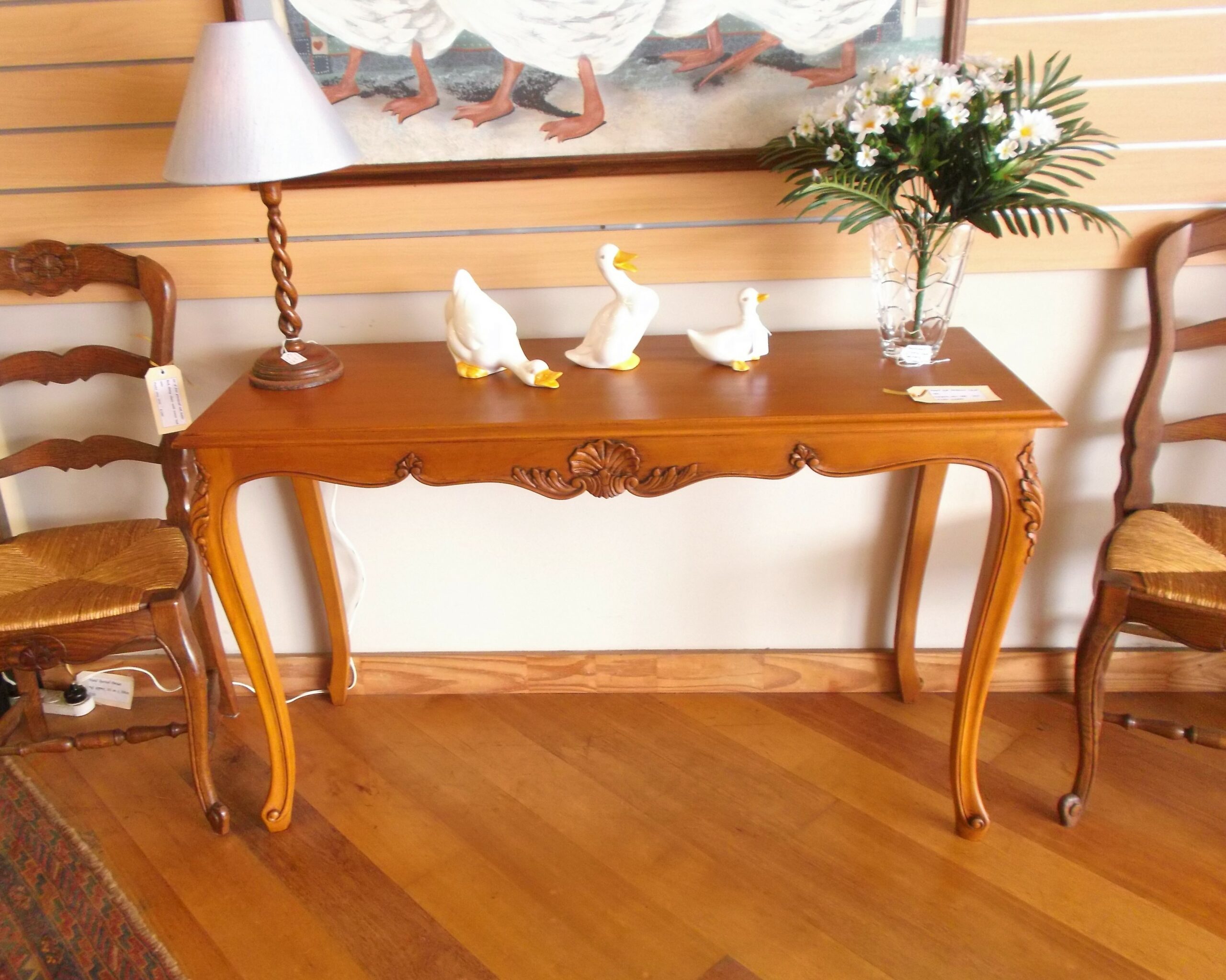 French style birchwood console table European circa 1980 another available