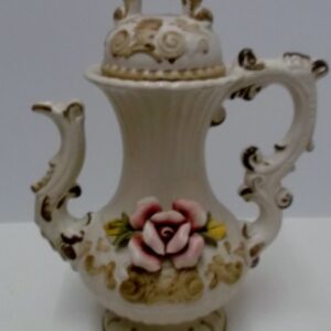 Hand painted Capodimonte coffee pot. Artist’s initials to base c1940