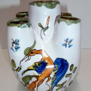 Hand painted tulip vase,possibly Gouda, signed to base