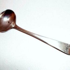 Monogrammed Alice and George Burrows sterling silver salt spoon London 1803