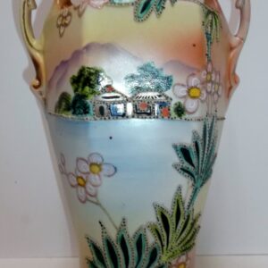 Royal Nippon Nishiki hand painted vase c 1906 (older repair to handle and tiny chips to base)