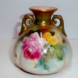 Royal Worcester hand painted vase initialled H (Has early repair) c1908