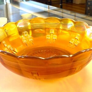 Marigold carnival glass 'Pin Ups' bowl Australia circa 1930