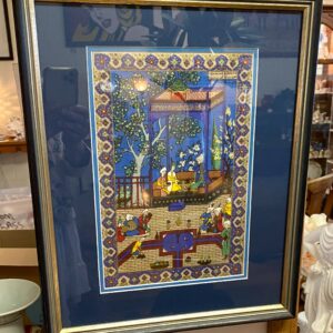 Oil on silk featuring Middle Eastern scenes