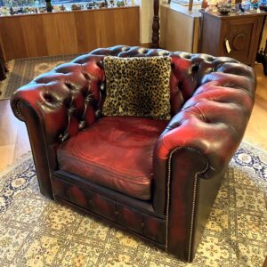 Oxblood leather Chesterfield armchair England circa 2000