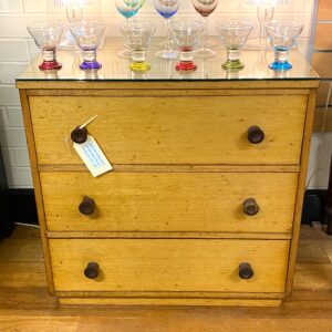 Maple chest of three drawers with plate glass to the top Australia circa 1950