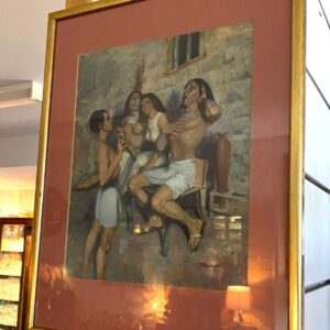 Oil  on  board  signed  John  Rose featuring  a  South  American musical  scene