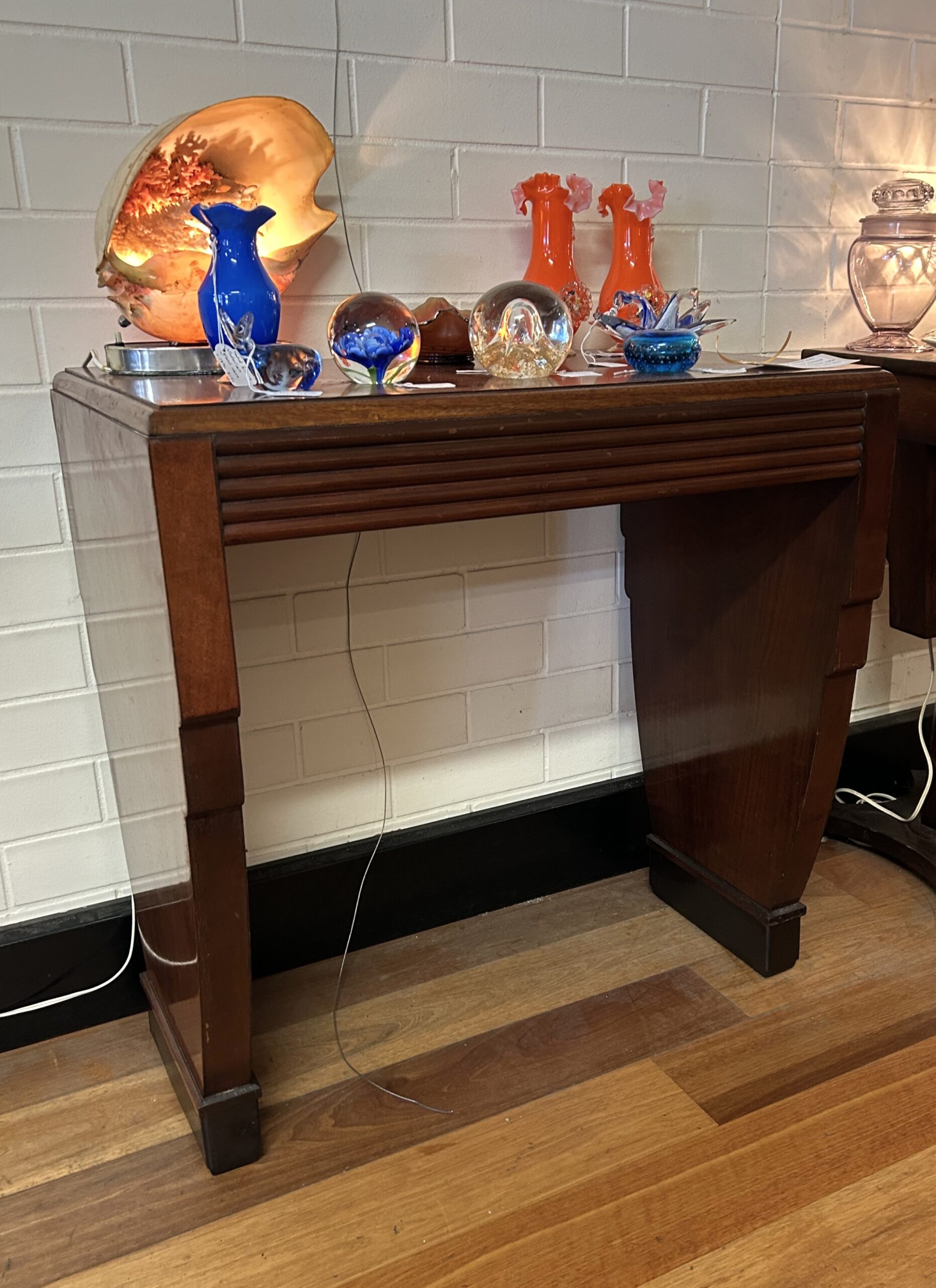 Art Deco rosewood writing desk/hall table with intricate rosewood veneers by acclaimed furniture maker Beard Watson Australia circa 1930