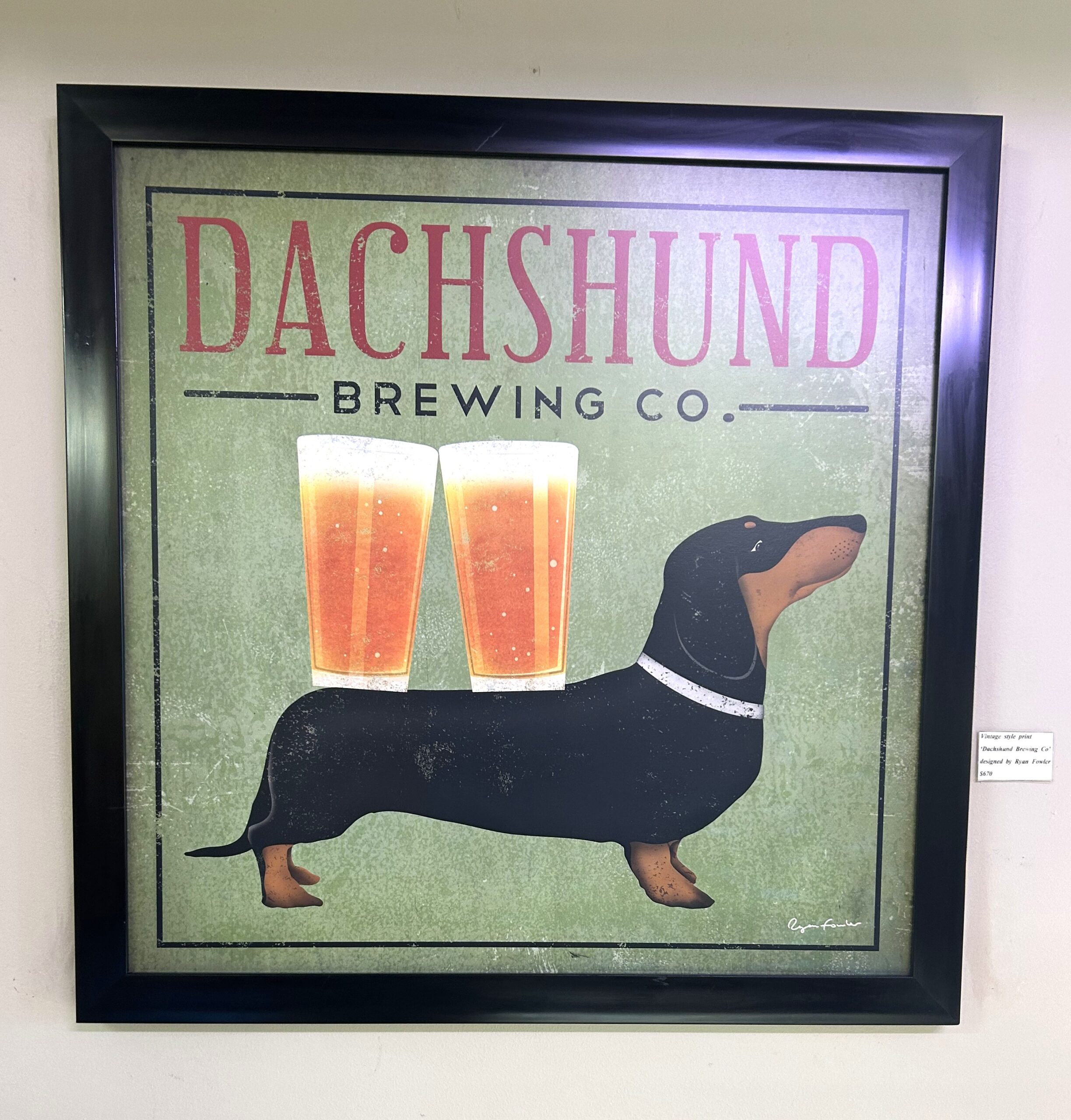 Vintage style print ‘Dachshund Brewing Co’ designed by Ryan Fowler